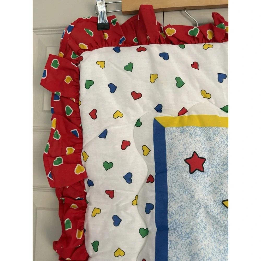 Vintage Carters Riegel Baby Blanket Balloon Bear Reversible Ruffle Comforter USA